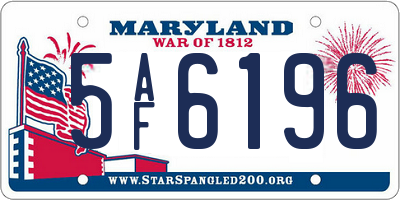 MD license plate 5AF6196
