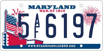 MD license plate 5AF6197