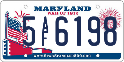 MD license plate 5AF6198