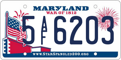 MD license plate 5AF6203
