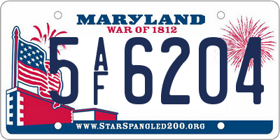 MD license plate 5AF6204