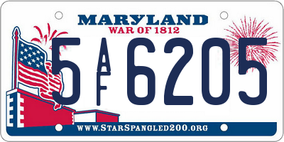 MD license plate 5AF6205