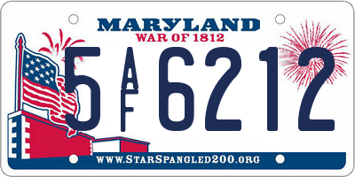 MD license plate 5AF6212