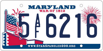 MD license plate 5AF6216