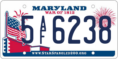 MD license plate 5AF6238