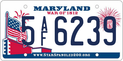 MD license plate 5AF6239