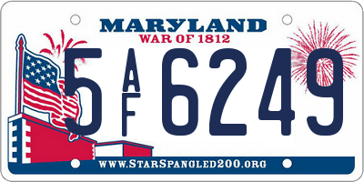 MD license plate 5AF6249