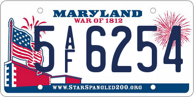 MD license plate 5AF6254