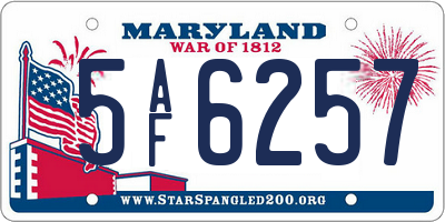 MD license plate 5AF6257