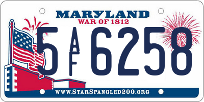 MD license plate 5AF6258