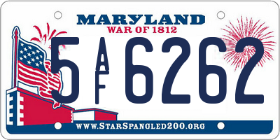MD license plate 5AF6262