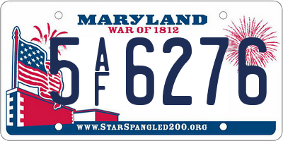 MD license plate 5AF6276
