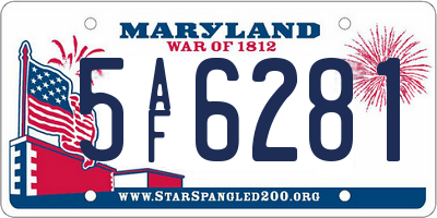MD license plate 5AF6281