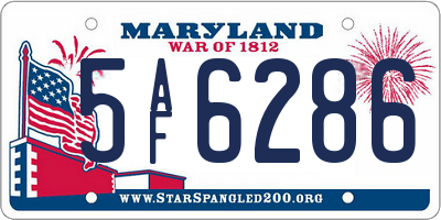 MD license plate 5AF6286