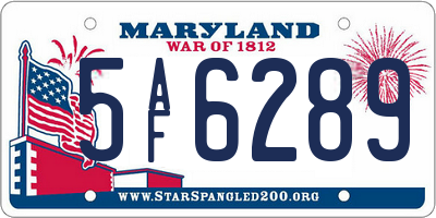 MD license plate 5AF6289