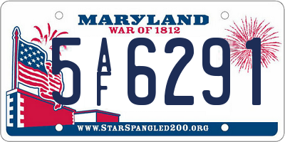 MD license plate 5AF6291