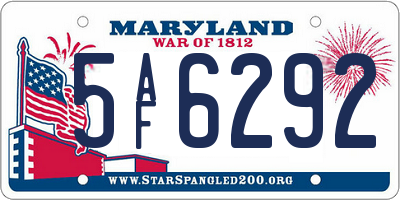 MD license plate 5AF6292