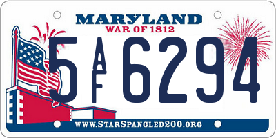 MD license plate 5AF6294