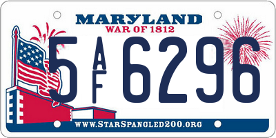 MD license plate 5AF6296