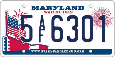 MD license plate 5AF6301