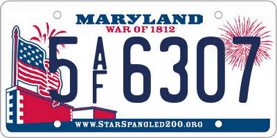MD license plate 5AF6307