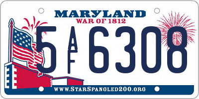 MD license plate 5AF6308