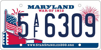 MD license plate 5AF6309