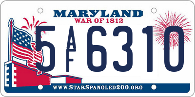 MD license plate 5AF6310