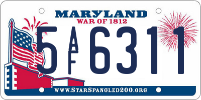 MD license plate 5AF6311
