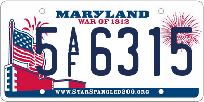 MD license plate 5AF6315