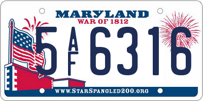 MD license plate 5AF6316