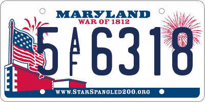 MD license plate 5AF6318