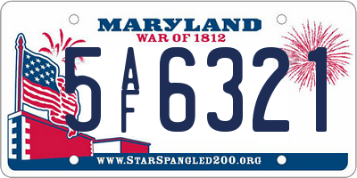 MD license plate 5AF6321