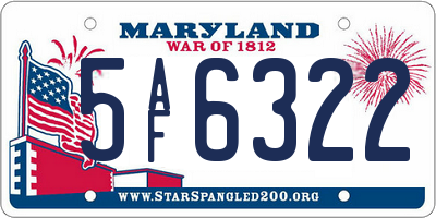 MD license plate 5AF6322