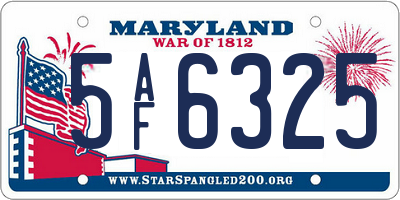 MD license plate 5AF6325