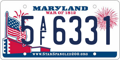 MD license plate 5AF6331