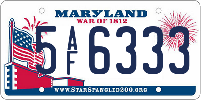 MD license plate 5AF6333