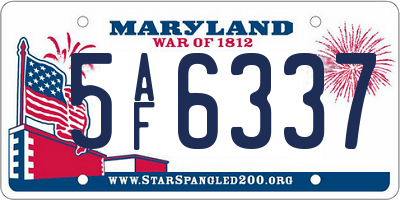 MD license plate 5AF6337