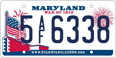 MD license plate 5AF6338