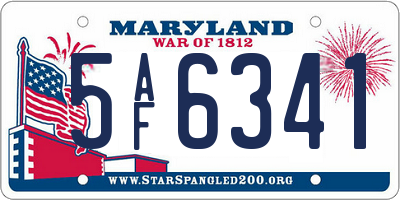 MD license plate 5AF6341