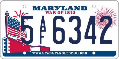 MD license plate 5AF6342