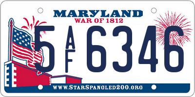 MD license plate 5AF6346