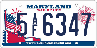 MD license plate 5AF6347