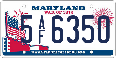 MD license plate 5AF6350