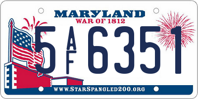 MD license plate 5AF6351