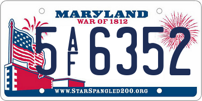 MD license plate 5AF6352
