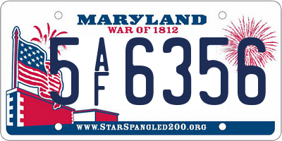 MD license plate 5AF6356
