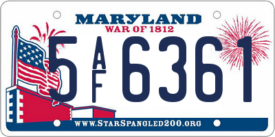 MD license plate 5AF6361