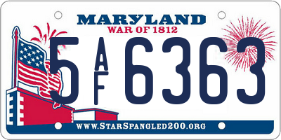 MD license plate 5AF6363