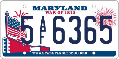 MD license plate 5AF6365